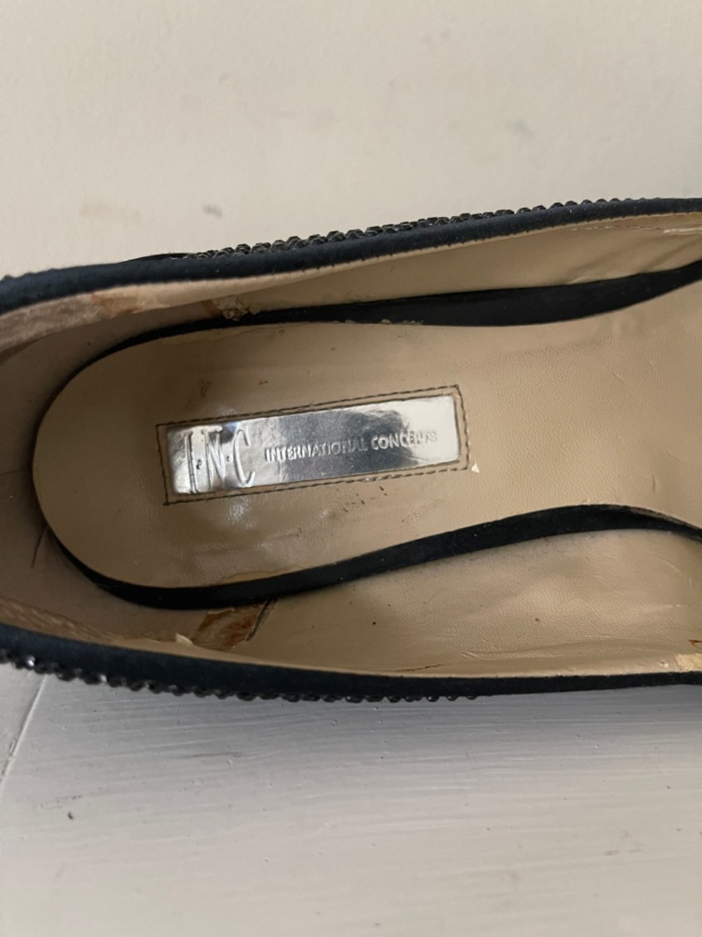 INC International Concepts Black Rhinestone Bow Platform Pumps Size 8.5 - Picture 7 of 9